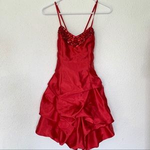 Jessica McClintock Red Satin Formal Dress